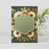 Olive Anemone Autumn Wedding Kaart (Staand voorkant)