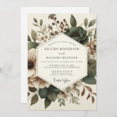 Olive Antique Floral Wedding Kaart (Voorkant / Achterkant)