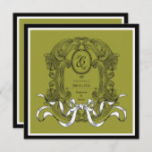 Olive Art Deco Bow  Bewaar de datum Save The Date (Voorkant / Achterkant)