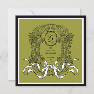 Olive Art Deco Bow  Bewaar de datum Save The Date
