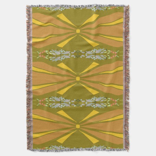 Olive Art Deco Gold Burst Deken (Voorkant Verticaal)