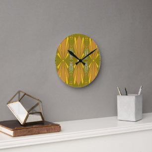Olive Art Deco Gold Burst Ronde Klok