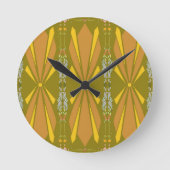 Olive Art Deco Gold Burst Ronde Klok (Voorkant)