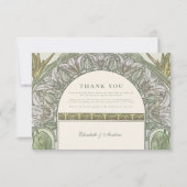 Olive Art Nouveau bruiloft Bedankkaart (Voorkant)