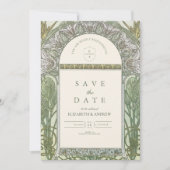 Olive Art Nouveau bruiloft Save The Date (Voorkant)