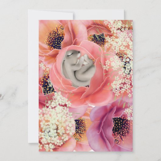 Olive Baby Bunny Sleeping | wit Kaart (Achterkant)