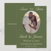 Olive & Beige Save the Date (Voorkant / Achterkant)