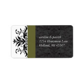Olive Black Damask Adresetiketten - Etiket (Voorkant)