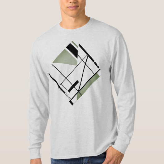 Olive Black Diagonal MCM Look Geometrisch Abstract T-shirt (Voorkant)