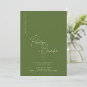 Olive Bliss Modern Elegance Wedding Kaart (Staand voorkant)