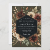 Olive Bloom Moody Wedding Kaart (Voorkant)