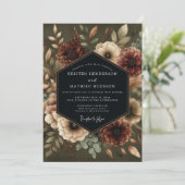 Olive Bloom Moody Wedding Kaart (Staand voorkant)