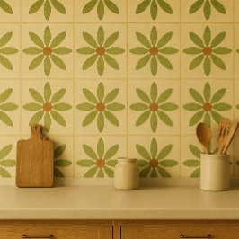 Olive Bloom Tile – Vintage Floral Pattern Tegeltje