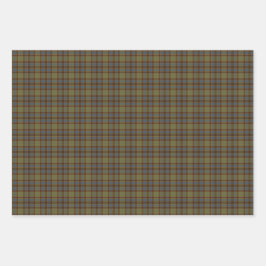 Olive Blue Orange Plaid Tartan Inpakpapier Vel