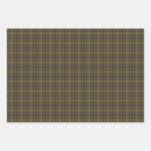 Olive Blue Orange Plaid Tartan Inpakpapier Vel (Voorkant)