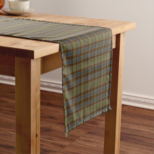 Olive Blue Orange Plaid Tartan Table Runner Korte Tafelloper (Voorbeeld)