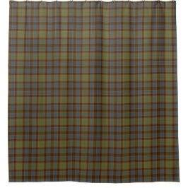 Olive Blue Orange Tartan Plaid Shower Curtain Douchegordijn