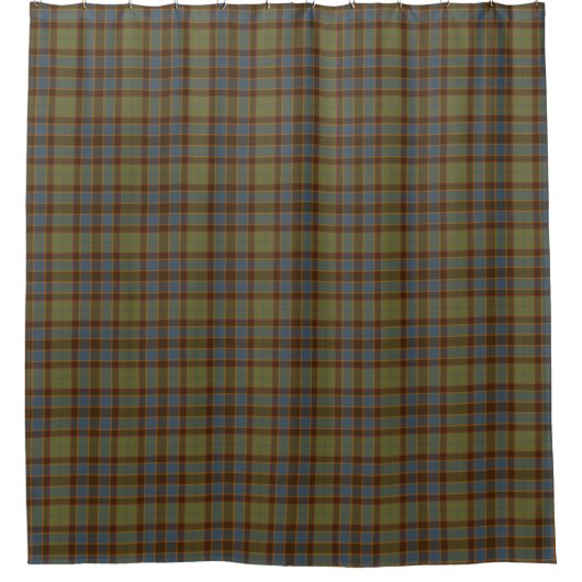 Olive Blue Orange Tartan Plaid Shower Curtain Douchegordijn (Voorkant)
