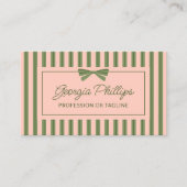 Olive Blush Strepen & Strik Retro Visitekaartje (Voorkant)