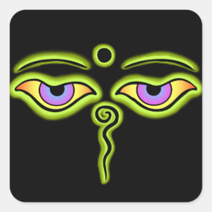 Olive Boeddha Eyes.png Vierkante Sticker