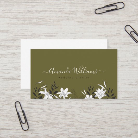 Olive Boho Floral Design Visitekaartje (Voorkant / Achterkant in situ)