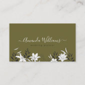Olive Boho Floral Design Visitekaartje (Voorkant)