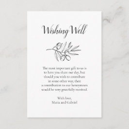 Olive Botanical goed wensen. Zwart wit bruiloft Informatiekaartje