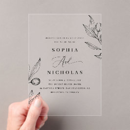 Olive Botanical Wedding | Elegant Italiaans groen Acryl Uitnodigingen