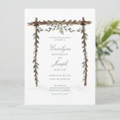 Olive Branch Arch Canopy Wedding Invitation Kaart (Staand voorkant)