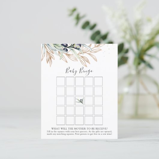 Olive Branch Baby shower Bingo Game Kaart (Staand voorkant)