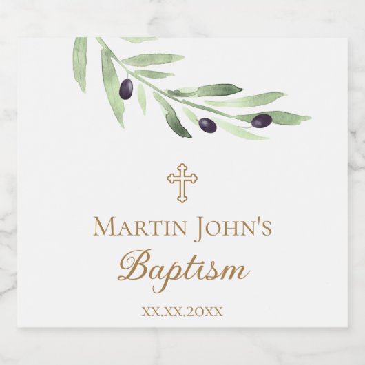 olive branch Baptism  Likeurfles Etiket (Enkel label)