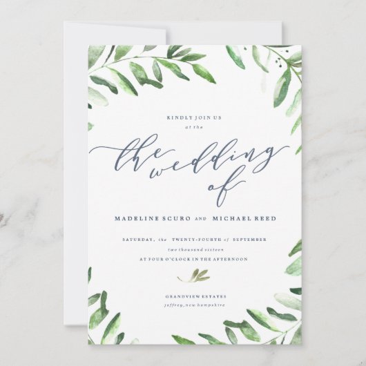 Olive Branch Boho Garden Wedding Invitation Kaart (Voorkant)