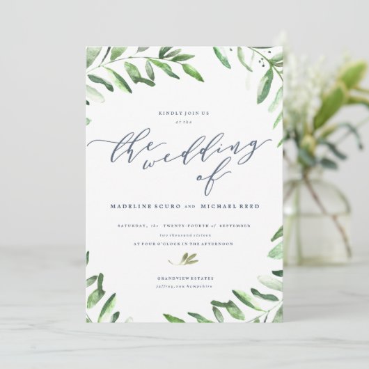 Olive Branch Boho Garden Wedding Invitation Kaart (Staand voorkant)