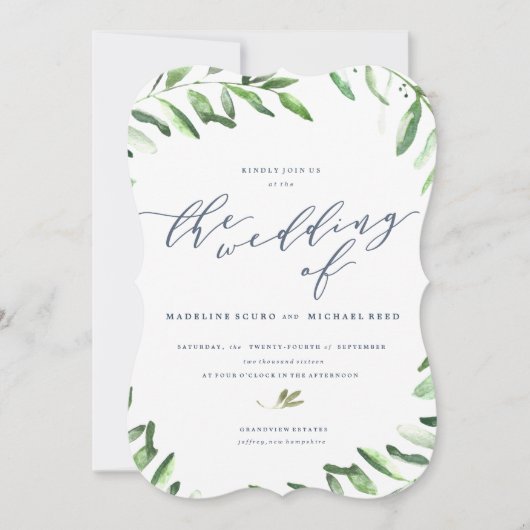 Olive Branch Boho Garden Wedding Invitation Kaart (Voorkant)