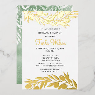 Olive Branch Botanical Bridal Shower Invitation Folie Uitnodiging