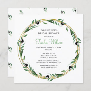 Olive Branch Botanical Bridal Shower Invitation Kaart