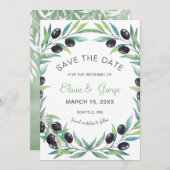 Olive Branch Botanical bruiloft, behalve datumkaar Save The Date (Voorkant / Achterkant)