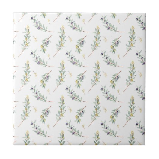 Olive Branch Botanical Rustic Pattern Tegeltje (Voorkant)