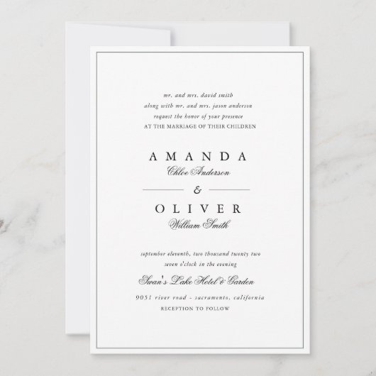 Olive Branch Botanisch groen Elegante bruiloft Kaart (Voorkant)