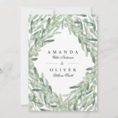 Olive Branch Botanisch groen Elegante bruiloft Kaart (Achterkant)