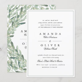 Olive Branch Botanisch groen Elegante bruiloft Kaart