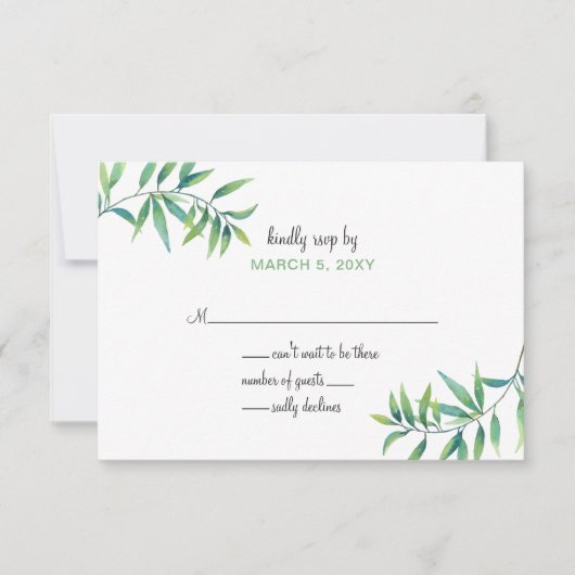 Olive Branch Botanische bruiloft uitnodigingen rsv (Voorkant)