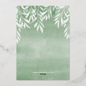 Olive Branch Botanische Trouw Bruiloftsuitnodiging Folie Uitnodiging (Achterkant)