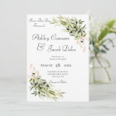 Olive Branch Bouquets Green Wedding Invitation Kaart (Staand voorkant)