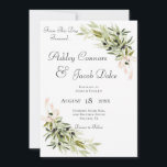 Olive Branch Bouquets Green Wedding Invitation Kaart<br><div class="desc">Deze huwelijksuitnodiging maakt deel uit van de Olive Branch Bouquets Wedding Invitation Suite van kaarten gemaakt door Eenvoudig Farmhouse Press. Zachte roze linten verzamelen takken van de olijftakken van de waterverf,  en zenden een bericht van warmte en thuis in dit roomachtige ontwerp.</div>