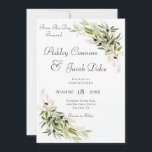 Olive Branch Bouquets Green Wedding Invitation Kaart<br><div class="desc">Deze huwelijksuitnodiging maakt deel uit van de Olive Branch Bouquets Wedding Invitation Suite van kaarten gemaakt door Eenvoudig Farmhouse Press. Zachte roze linten verzamelen takken van de olijftakken van de waterverf,  en zenden een bericht van warmte en thuis in dit roomachtige ontwerp.</div>