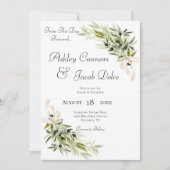 Olive Branch Bouquets Wedding Invitation Kaart (Voorkant)