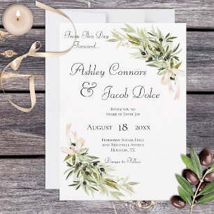 Olive Branch Bouquets Wedding Invitation Kaart