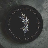 Olive Branch Bruiloft Paar Namen Retouradres Ronde Sticker