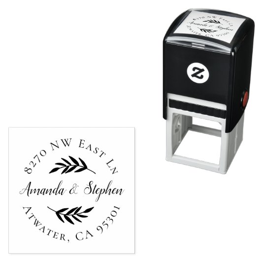 Olive Branch bruiloft retour adres stempel (In situ)